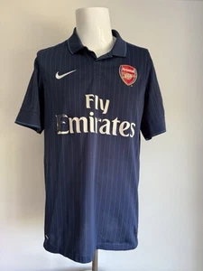 Arsenal FC Nike 2009 2010 Fußball blau Nadelstreifen Auswärtstrikot Oberteil RAR Größe Large - Bild 1 von 19
