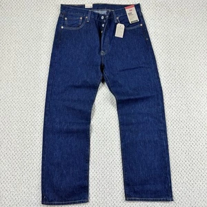 New Levis 501 0115 Jeans Mens 34x29 Blue Original Fit Straight Leg Button Fly - Picture 1 of 14