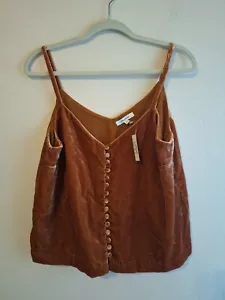 Top Madewell in velluto abbottonato Cami donna taglia 10 marrone rame tagliato - Foto 1 di 4