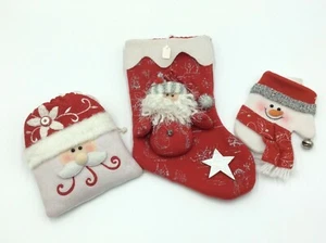 3 Charming Christmas Decorations Santa Snowman Set 62 - Picture 1 of 1