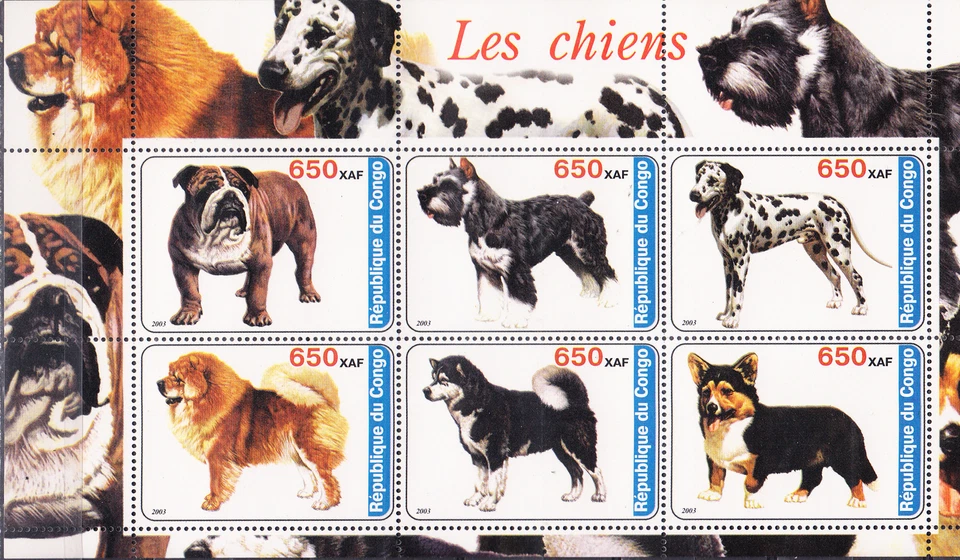W CONGO PEOPLE REPUBLIC Y2003 (1) DOGS MINI SHEET - Image 1 of 1