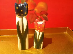 TULIPANO ~ COPPIA DI PORTACANDELE IN CERAMICA - Foto 1 di 3