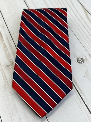 Izod Red White and Blue Diagonal Striped Mens Necktie 100% Silk 3.75 X 58.5” - Image 1 of 4