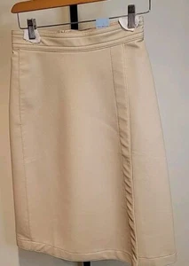 NWT Ann Taylor Faux Pebbled Leather Wrap Style Skirt 00 Petite Cteam Color  - Picture 1 of 6