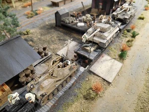 HO Roco Minitanks 9th Panzer Army Train Railway 3 Cars #A2149 Custom Detailed - Picture 1 of 5