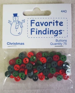 Favorite Findings Christmas Buttons. Red and Green. 2 Hole. Craft. Mini. 75 - Picture 1 of 3