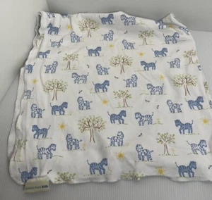 Pottery Barn Kids White 100% Organic Cotton Swaddle Blanket Zebras TreesPBK HTF - Picture 1 of 10