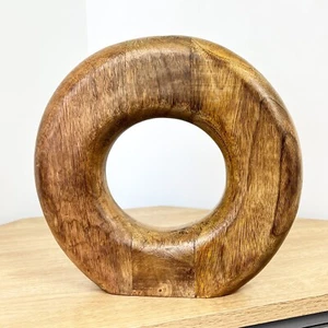 Holz Vase Dekoration für Wohndeko Abstrakt Ornament Skulptur Vintage Rund - Bild 1 von 7