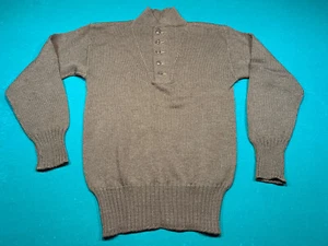Vintage Army Shawl Collar Sweater Men’s Medium Malden Knitting Mills 50s - Picture 1 of 12