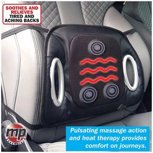 2 x Front Car 12V Heated Seat Cover Cushion with Lumbar Back Support & Massaging - Picture 1 of 4