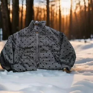 Giacca cappotto imbottito velluto Umgee grigio con cuori nuovo con etichette finto collo taglia small - Foto 1 di 10