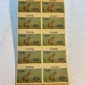 1983 New Jersey, Resident Trout Stamps, (Book 2529 of 50)  Lic. 126401 to 126450 - Picture 1 of 7
