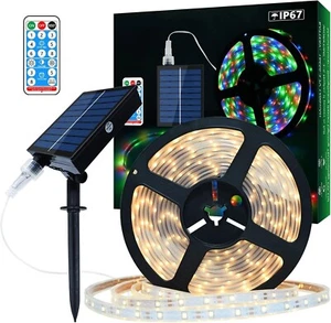 10M Outdoor Solar LED Strip Lights Waterproof Garden Flexible Tape Rope 8 mode - Picture 1 of 10
