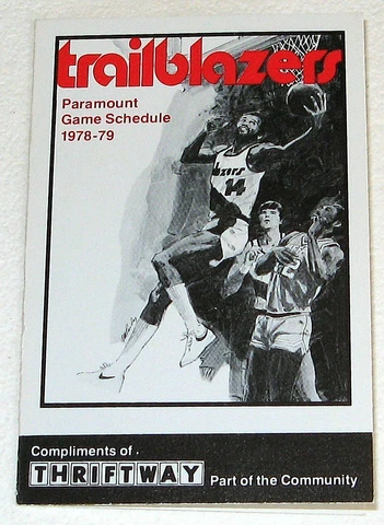 PORTLAND TRAIL BLAZERS RARE PARAMOUNT 1978-1979 POCKET SCHEDULE LIONEL HOLLINS Cover