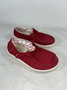 Hey Dude Wendy Red Rose Youth Size Y1-L2 Slip On Walking Comfort Shoes - Picture 1 of 16