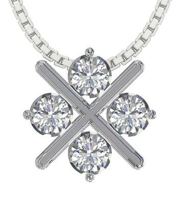 Moda Collar Colgante I1 G 0.90 Quilates Diamante Redondo Natural Oro Amarillo 14K Foto 1 de 4