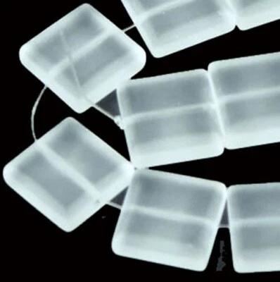 12mm Frosted Sea Glass Square Beads (13) - Crystal  - Image 1 of 2