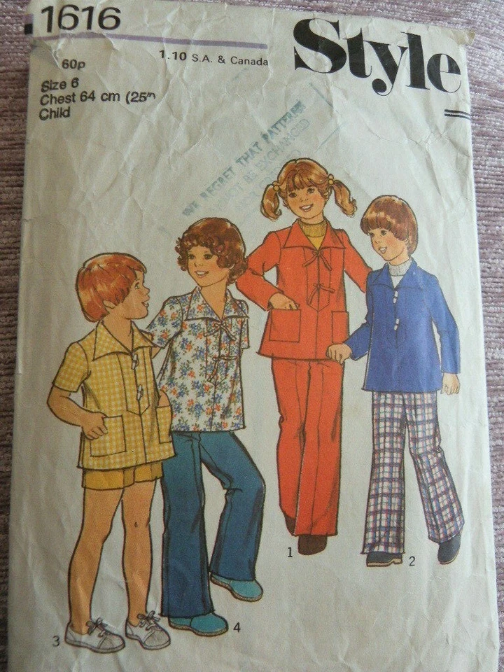 Style 1616 Sewing pattern Childs Trousers Shorts Shirt Blouse Top Cut age 6 - Image 1 of 1