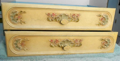 *****2 VINTAGE WOOD BARBOLA FLORAL PASTEL DECORATED DRAWERS*WALL SHELVES?***** - Image 1 of 4