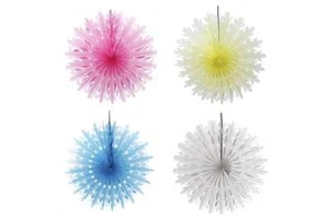 3x Stoffpapier Fans hängende Party Deko Blume Schneeflocke 3er Pack 11" - Bild 1 von 3