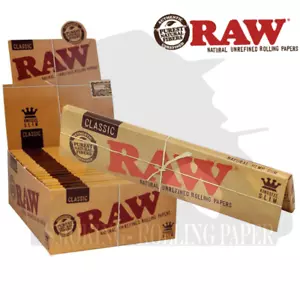 Cartine Raw Classic King Size Slim Rolling Papers UnrefinedBox 50 Packs - Afbeelding 1 van 1
