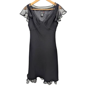 Scarlett Black Chiffon Flutter Sleeve Dress Size 6 Cocktail Party Formal Evening - Picture 1 of 3