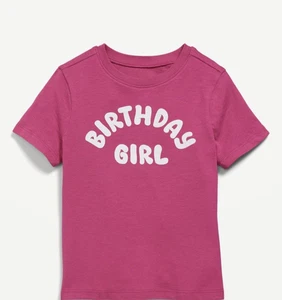 Old Navy Pink Happy Birthday Girl Kids Girls Top Shirt Size 4T/4 NWT NEW - Picture 1 of 5