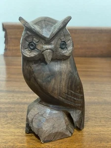 Vintage Hand Carved Wooden Ironwood Owl Sculpture Figure 5" Made In Mexico. READ - Picture 1 of 11