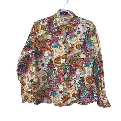 Chaqueta De Colección Norm Thompson Para Mujer Colorida Paisley Talla XL Botón Boho Viaje Foto 1 de 4