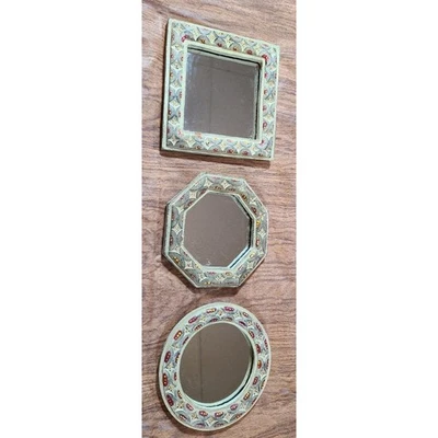 Vtg Set Of 3 Wall Hanging Accent Mirrors Mosaic Spanish Ecclectic Boho - Image 1 of 4