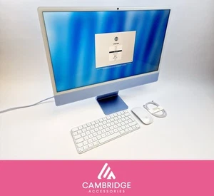 iMac 24" 4.5K Retina 2024 M4 8 CPU/8 GPU 16GB RAM 256GB SSD A3247 Blue Grade A - Afbeelding 1 van 11
