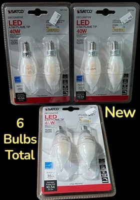 Satco S21732 Led Flame Tip Light Bulb 4.5W=40W ( 6 Bulbs Total ) Warm White NEW - Image 1 of 4