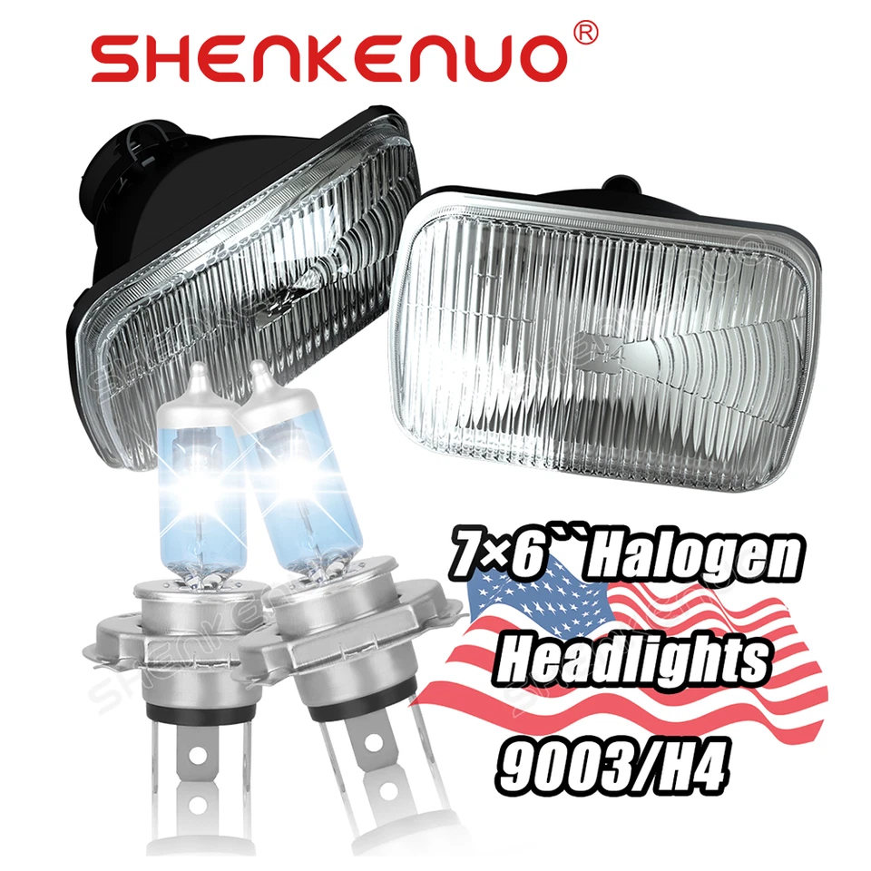 Carcasa de faro cuadrado de 7 pulgadas para Yugo Cabrio 1990 + bombillas halógenas de haz alto/bajo Foto 1 de 4