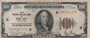 USA / New York , NY. $100 Series of 1929 Circulated Banknote RedTx - Picture 1 of 2