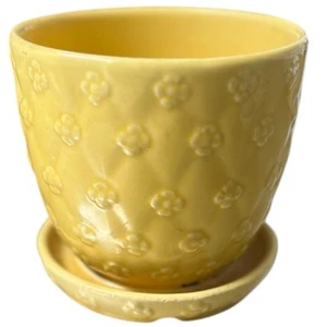 Vintage Shawnee Ohio arte ceramica vaso fiori piattino attaccato margherita trapuntata 4-1/2" - Foto 1 di 7