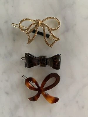 France Luxe L. Erickson Bow Tige Boule Barrettes Lot Of 3 - Image 1 of 4