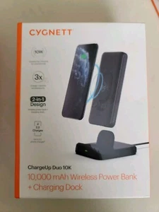 🚨 OEM Cygnett ChargeUp Duo 10,000 mAh Wireless Powerbank + Charging Dock NOB - Picture 1 of 2