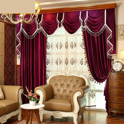 Luxury thick Italy velvet fabric solid cloth blackout curtain valance tulle E667 - Image 1 of 4