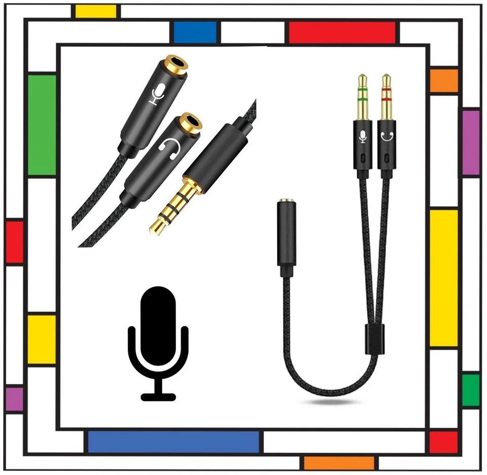 Cable adaptador de audio divisor de micrófono de 3,5 mm 4 polos para auriculares para juegos PS5 PS4 Xbox - Imagen 1 de 4