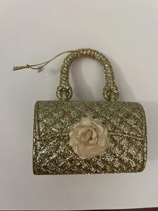 Gold Glitter Handbag Purse Girly Bling Fashion Christmas Ornament Gift - NEW - Picture 1 of 5