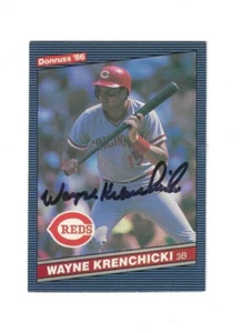 Signierte Wayne Krenchicki Cincinnati Reds 1986 Donruss Baseballkarte #140 Echtheitszertifikat - Bild 1 von 1