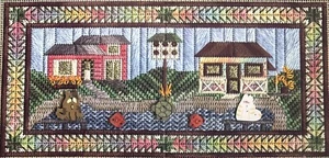 Nancys Needle Counted Canvas Chart & Buttons Two Houses On The Shore SMCN17 - Picture 1 of 4