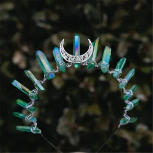 Damen Kristall Quarz Mond Haarband Krone Tiara Braut Hochzeit Zubehör Geschenke - Bild 1 von 27