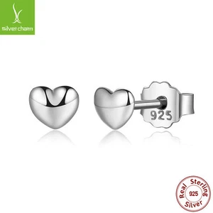 AUTHENTIC 925 STERLING SILVER Love Heart Petite Heart Earrings For Women Jewelry - Picture 1 of 6