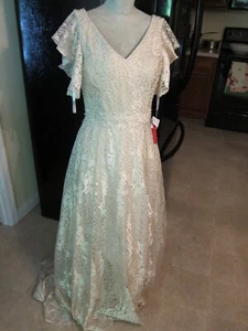 MAC DUGGAL 20310 Ivory Nude Embroidered Rhinestone Flutter Sleeve V-Neck Gown 4 - Picture 1 of 11