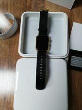 Apple Watch Stainless Steel 42mm 1st Gen. A1554A gold refined leather strap black