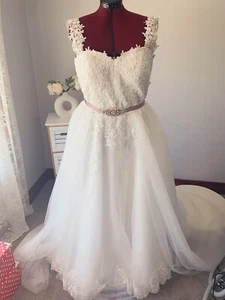 Women's gorgeous princess style wedding dress & detachable skirt size 12-14 - Picture 1 of 2