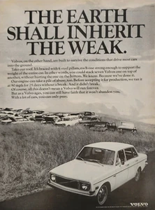 Volvo The Earth Shall Inherit The Weak Volvos Are Built 1971 starke Printanzeige - Bild 1 von 1