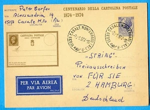 £.55 (C175) ann.CASALE M.TO, 02.01.74 + etichetta AEREA x la GERMANIA (284514) - Picture 1 of 2