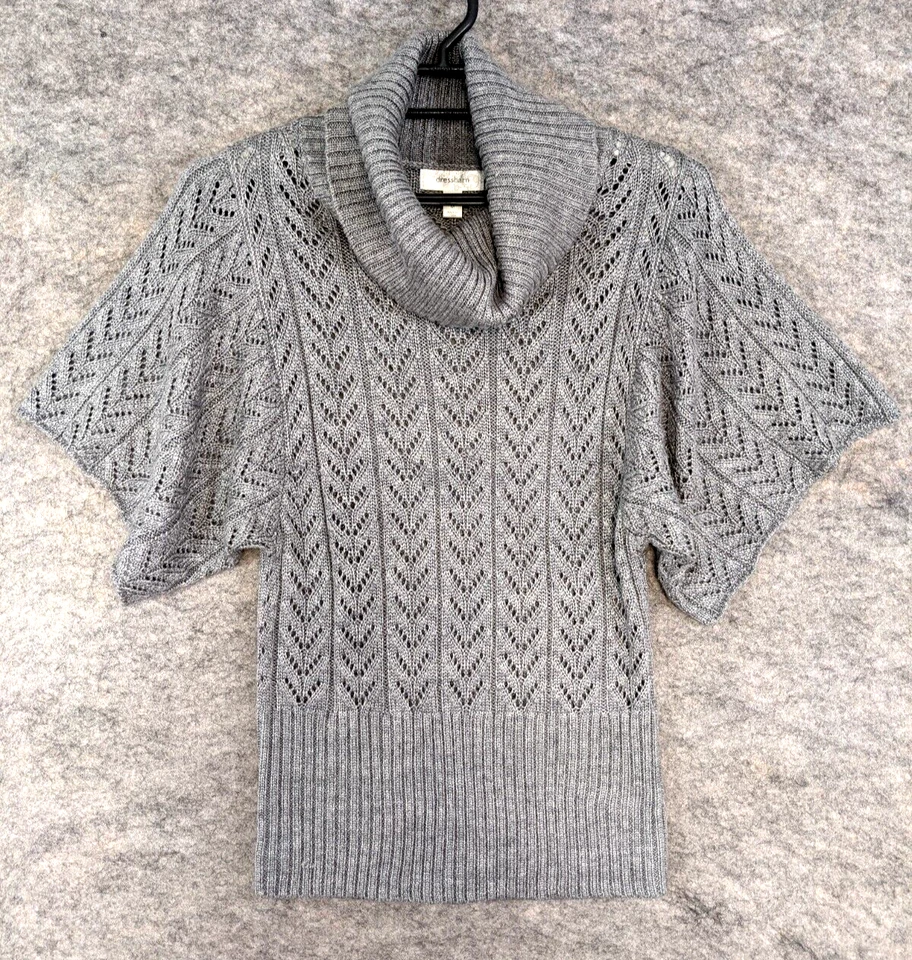 Dressbarn Топ женщин средний серый шерсти свитер вязаный коротким рукавом водолазка - Изображение 1 из 4